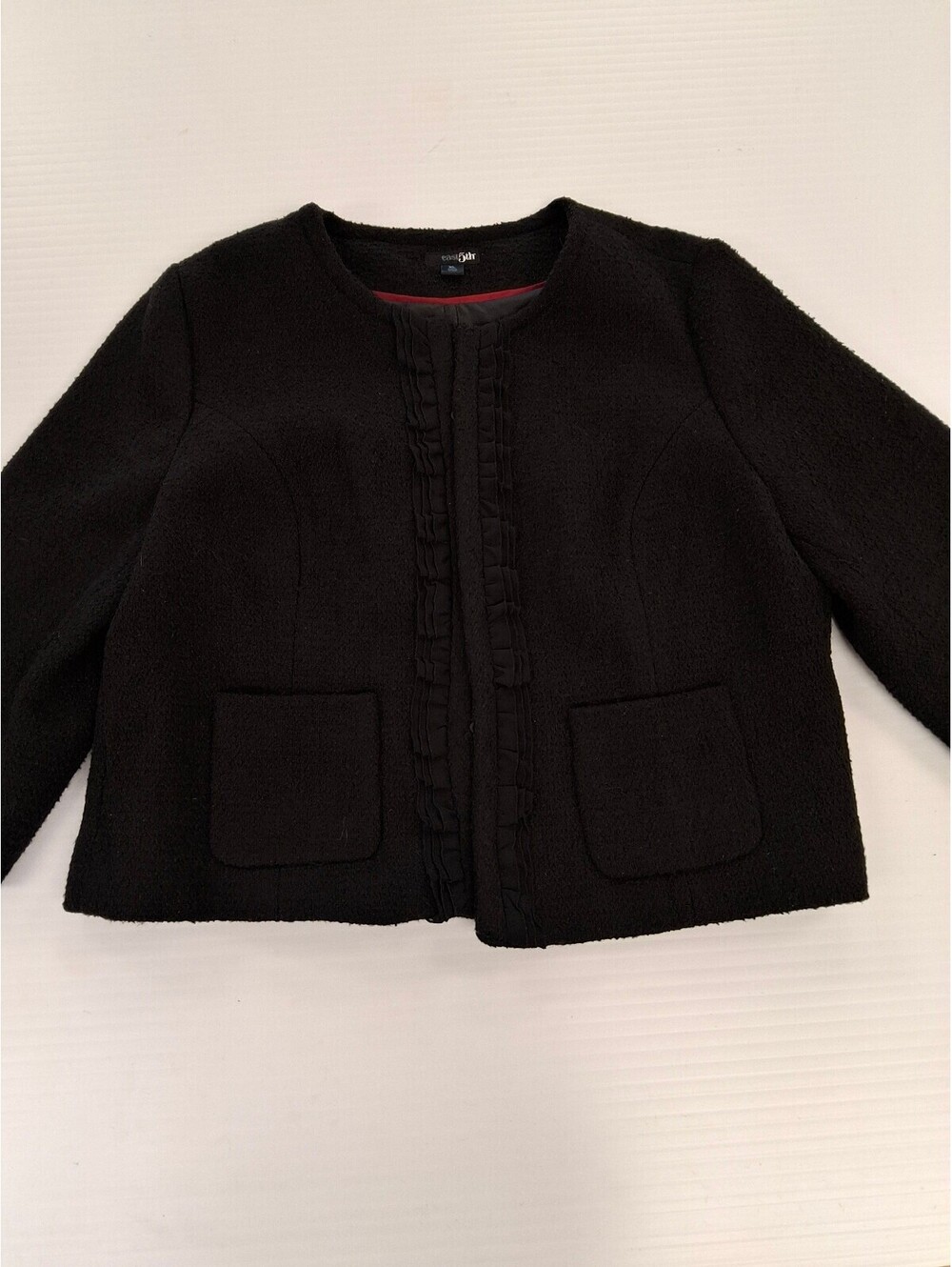 East 5th Women's Black Textured Open Front Jacket / Blazer XL
